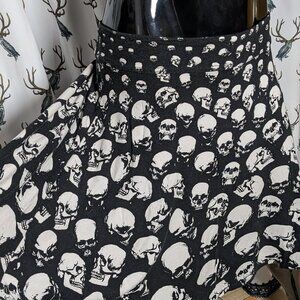 Modified Killstar Sue Acidal Skull Print Mid Length Black Skater Skirt